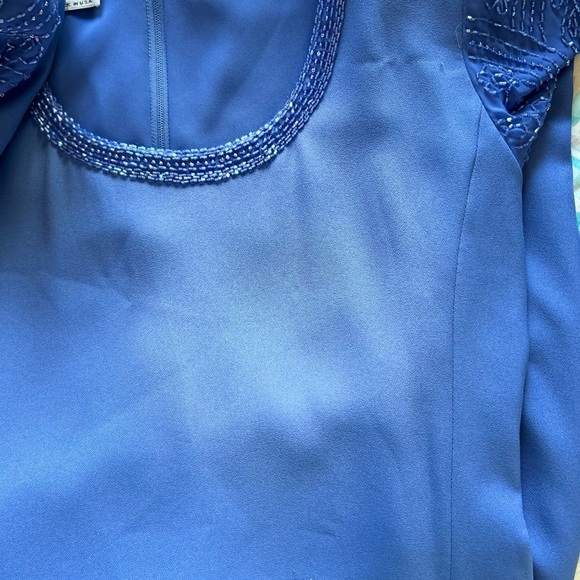 Mother Of The Bride Dress Size Medium Blue Iris Knee Length W Beading Jack Bryan - Picture 7 of 15